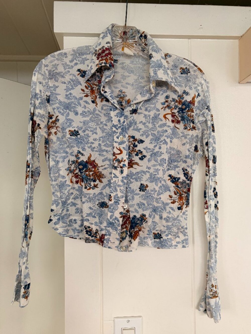 East Asian Porcelain Style long sleeve collared shirt